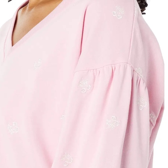 NWT Draper James Bobbie Sweatshirt in Pink Embroidered Viola spring floral - Picture 5 of 5